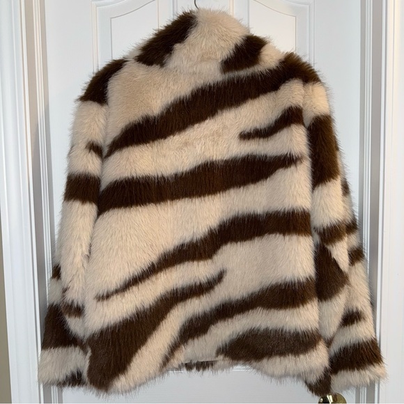NWOT Free People Fiona Zebra Faux Fur Coat - Picture 16 of 16